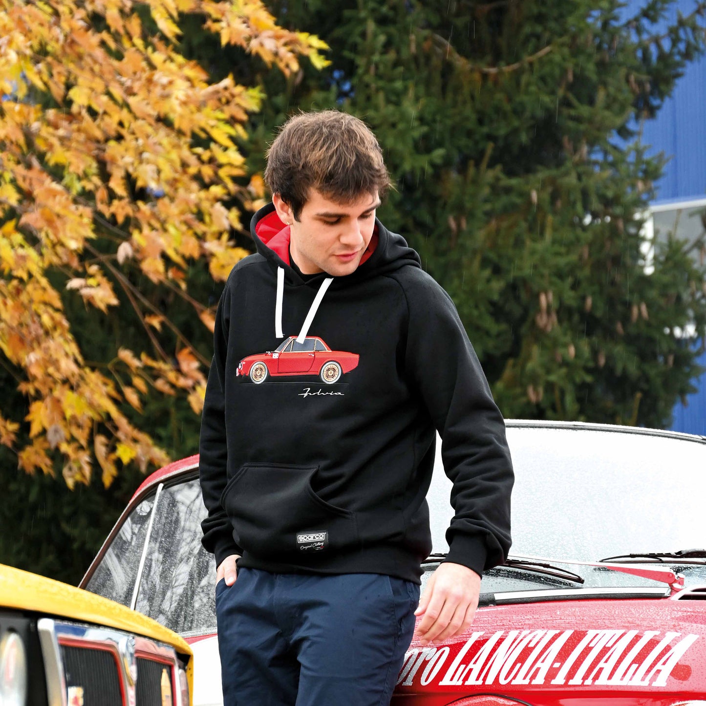 Sweat à capuche Sparco Lancia Delta Integrale pour homme, vêtement de sport authentique de l'équipe
