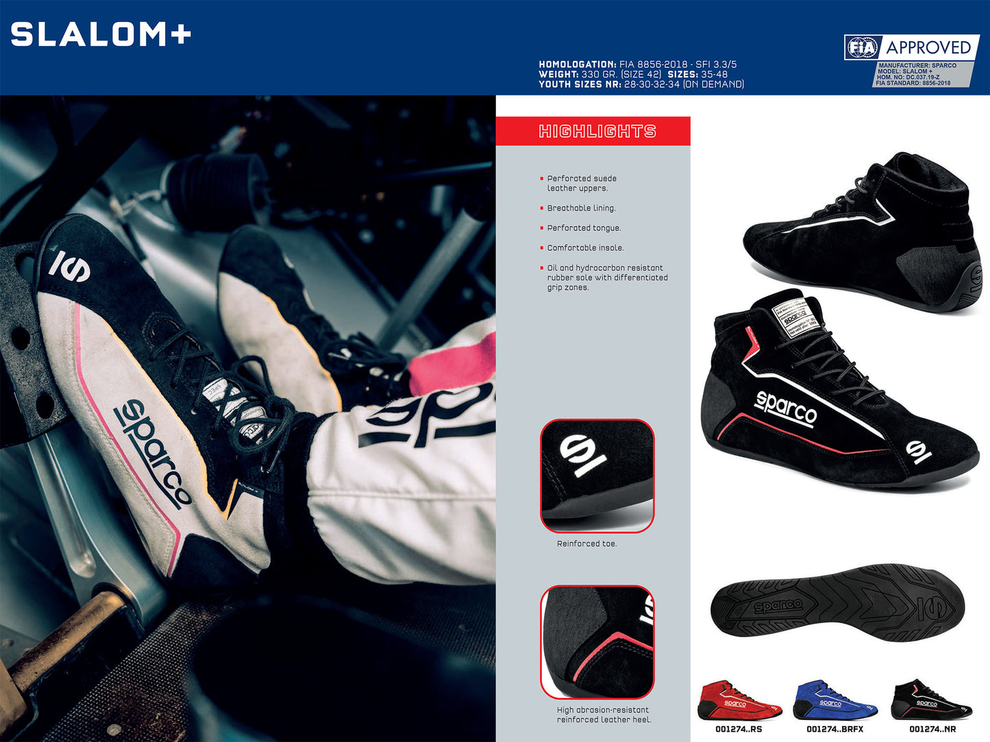 001274 Sparco Slalom+ Race Boots Racing Rally Fireproof FIA 8856-2018 Approved