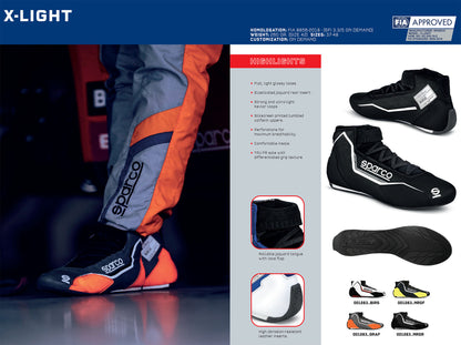 001283 Sparco X-Light Racing Boots Fireproof FIA-8856-2018 Approved Motorsport