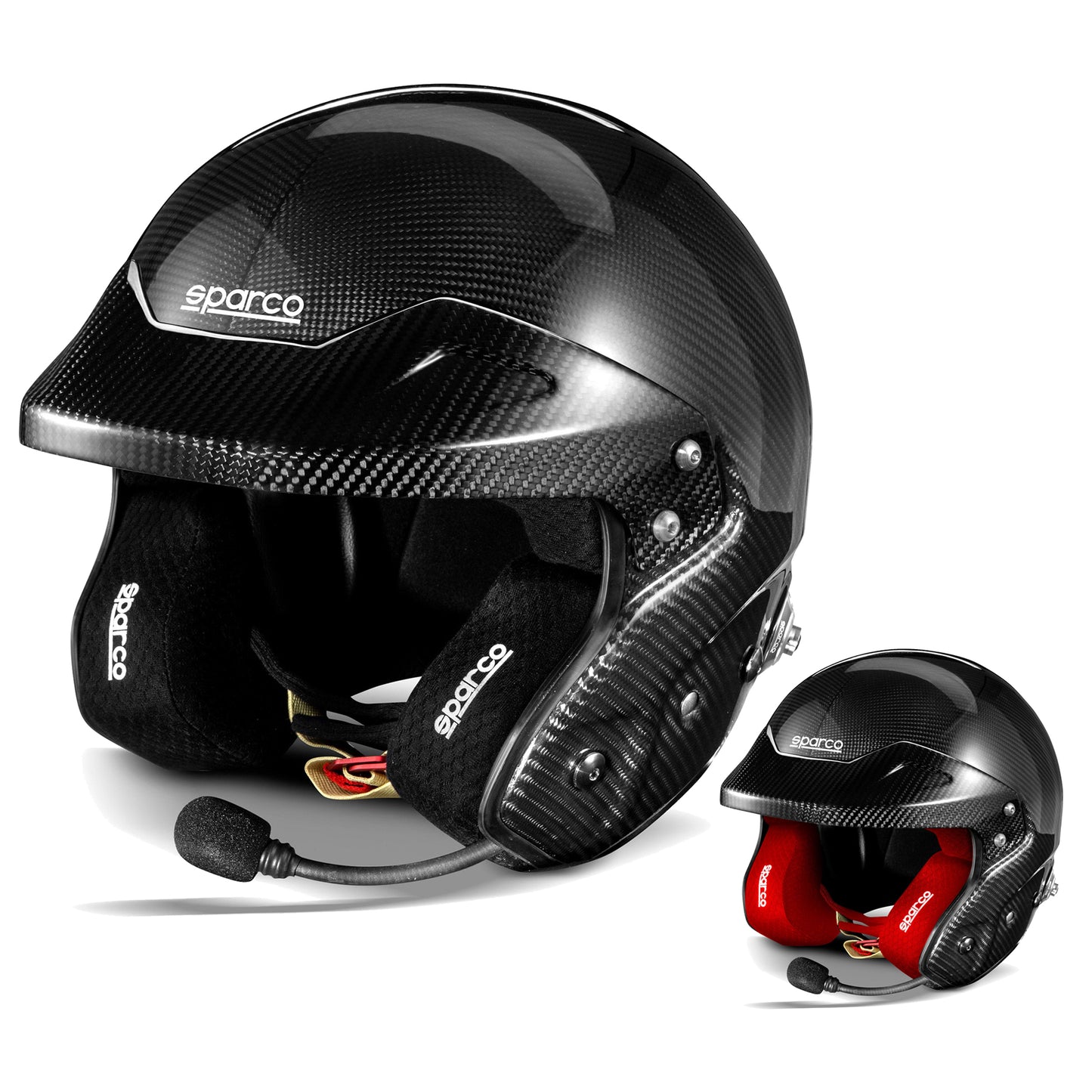 003371 Sparco RJ-I Carbon Crash Helmet Open Face Rally Spec HANS FIA SNELL XS-XL