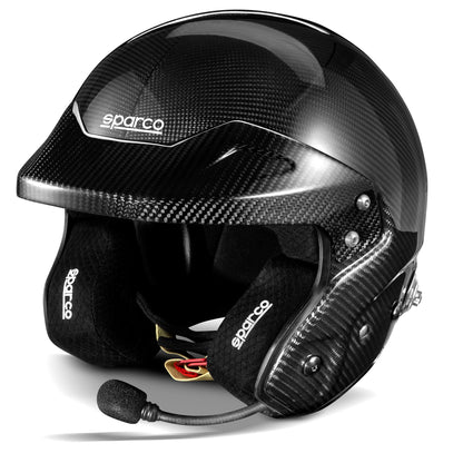003371 Sparco RJ-I Carbon Crash Helmet Open Face Rally Spec HANS FIA SNELL XS-XL