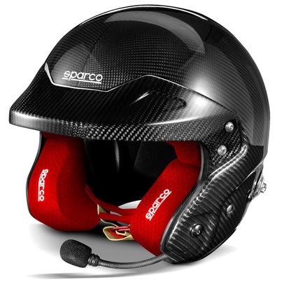 003371 Sparco RJ-I Carbon Crash Helmet Open Face Rally Spec HANS FIA SNELL XS-XL