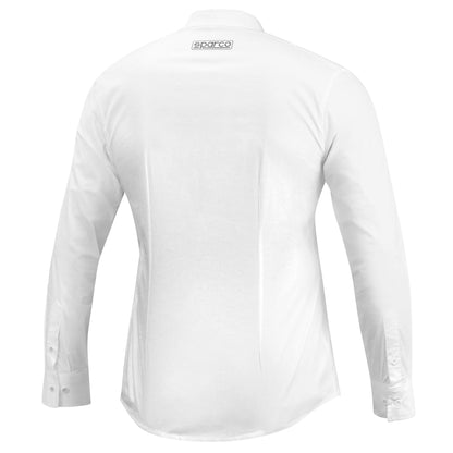 Sparco Racing Chemise Homme Manches Longues Col Entier Coton Blanc Tenue d'équipe Manager