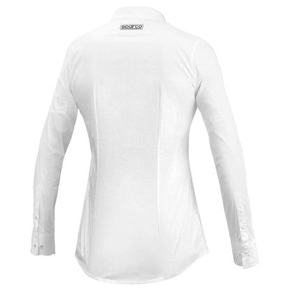 Chemise Sparco Racing Manches Longues Col Plein Coton Blanc Femme Fille