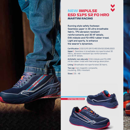 07545MR Sparco Impulse Safety Shoes MARTINI RACING CORSICA Footwear Trainers