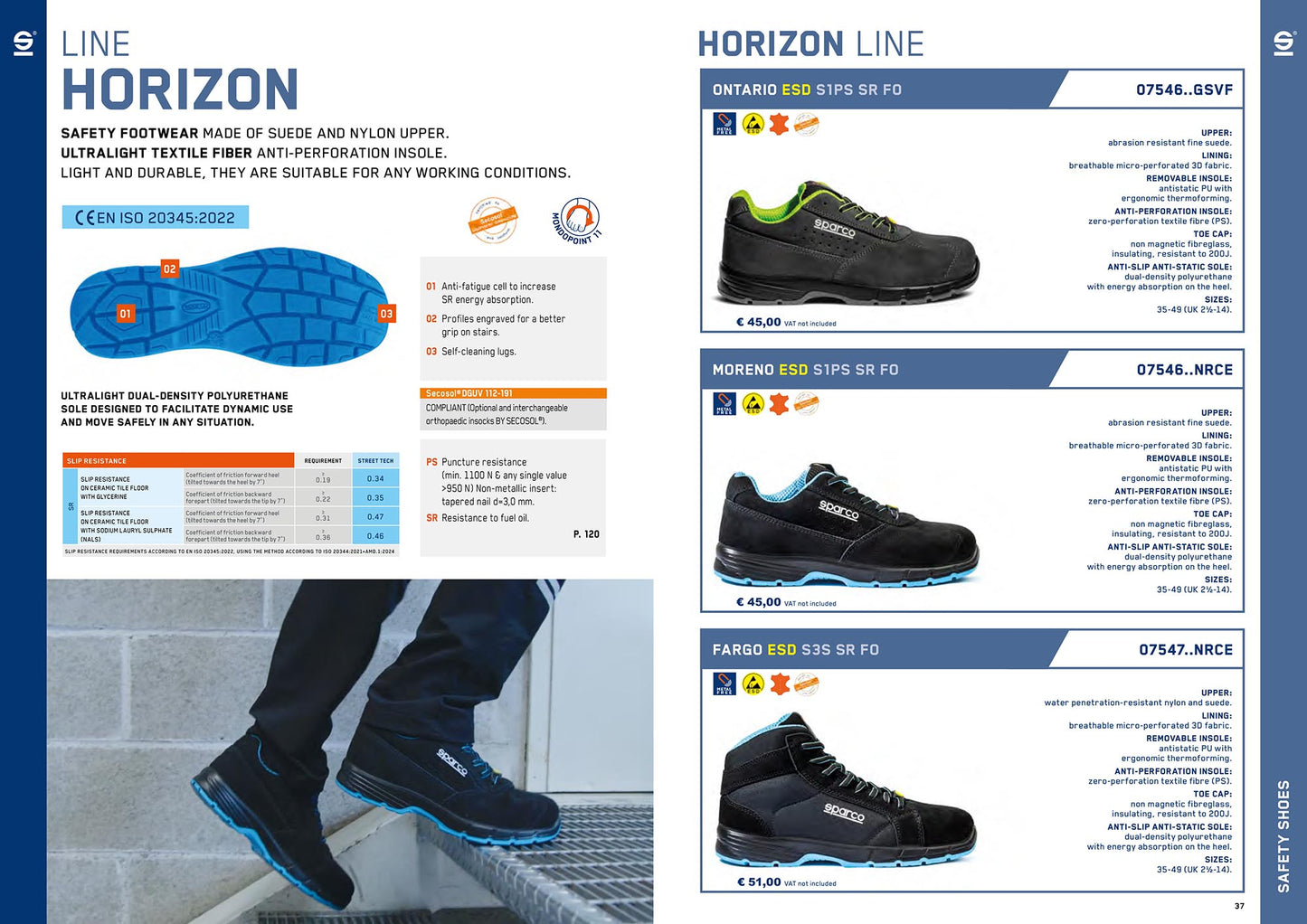 07546 Sparco Horizon Safety Shoes S1PS ESD Certified Mechanic Workshop Factory