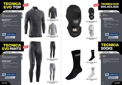 IE0-0804 OMP TECNICA EVO Sous-vêtement bas ignifugé Pantalon de course FIA Rallye