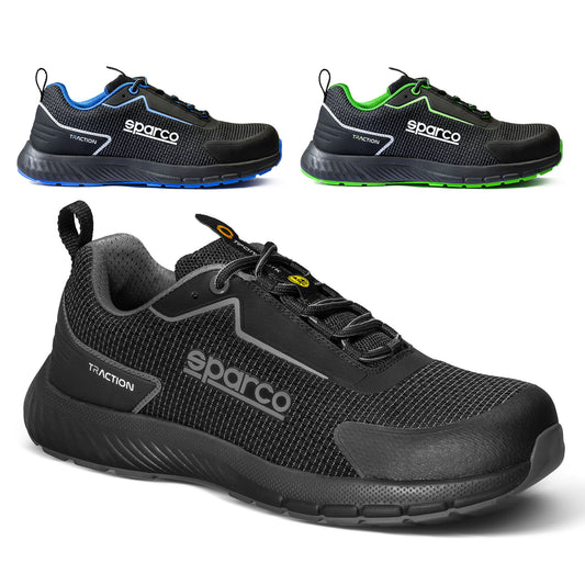 2026 Sparco TRACTION Safety Shoes Mechanic Trainers Toe Protection ESD S1PS SR