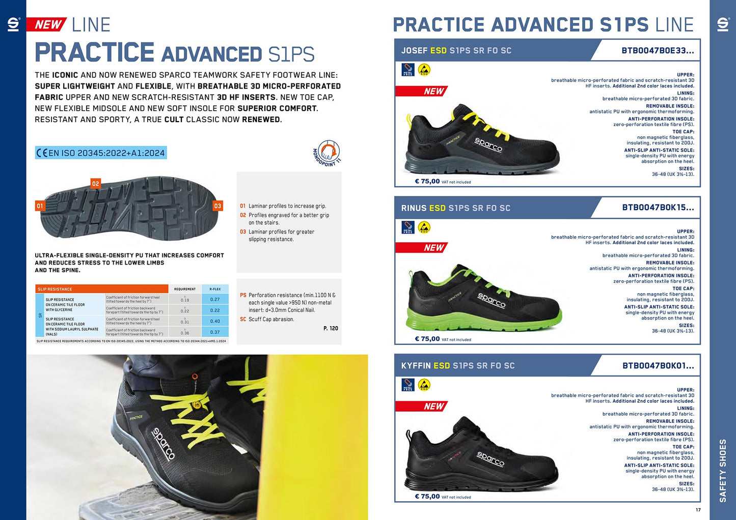 2026 Sparco PRACTICE ADV S1 Safety Shoes Work Trainers Mechanic Teamwork Pitcrew