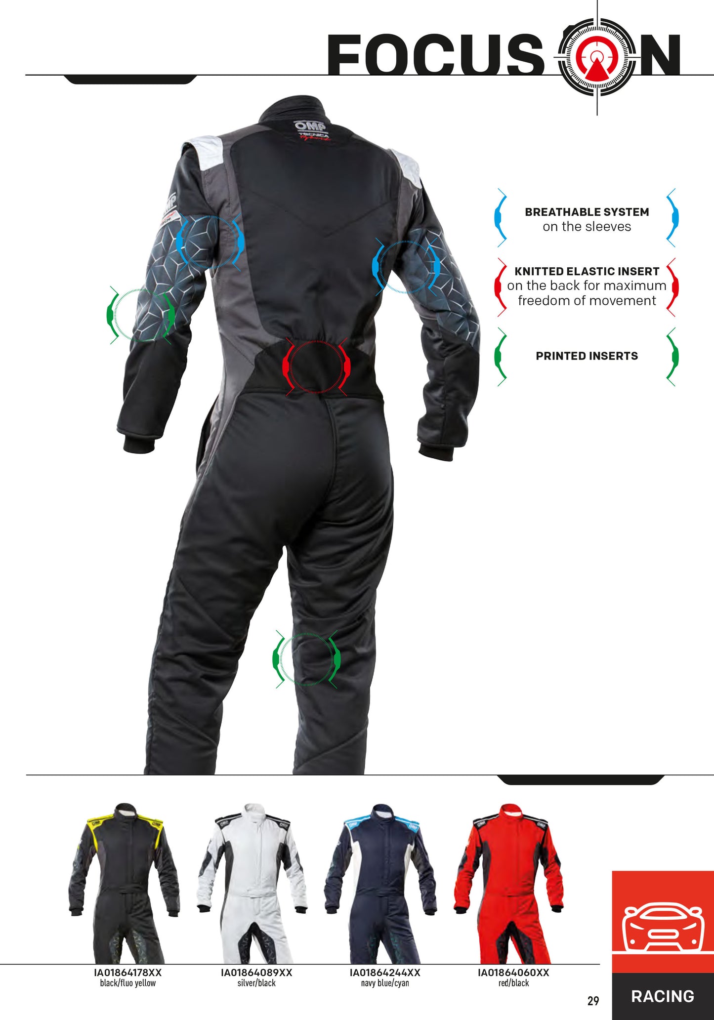 OMP Tecnica Hybrid Race Suit Fireproof Overalls Race Rally Motorsport Racing FIA