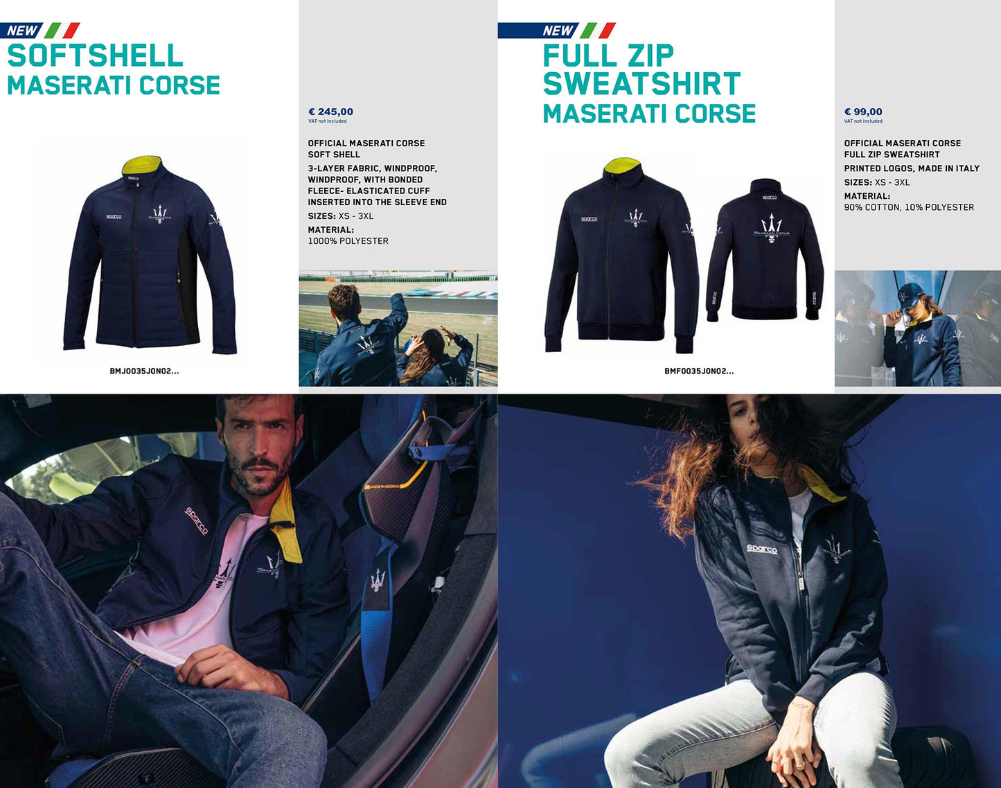 2026 Sparco MASERATI CORSE Softshell Jacket 3-Layer Waterproof Mens Coat