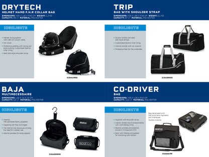 Sac de Kit Navigateur Co-Pilote Rallye Sparco Taille Compacte 35x30x10cm Bandoulière