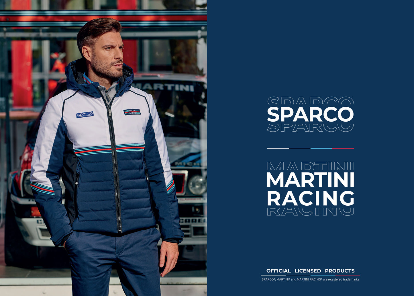 Parapluie Sparco Martini Racing Grande Taille Golf 130cm Bleu/Blanc Officiel Authentique
