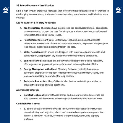 07547 Sparco Horizon-H Safety Shoes S3S ESD Certified Mechanic Workshop Factory