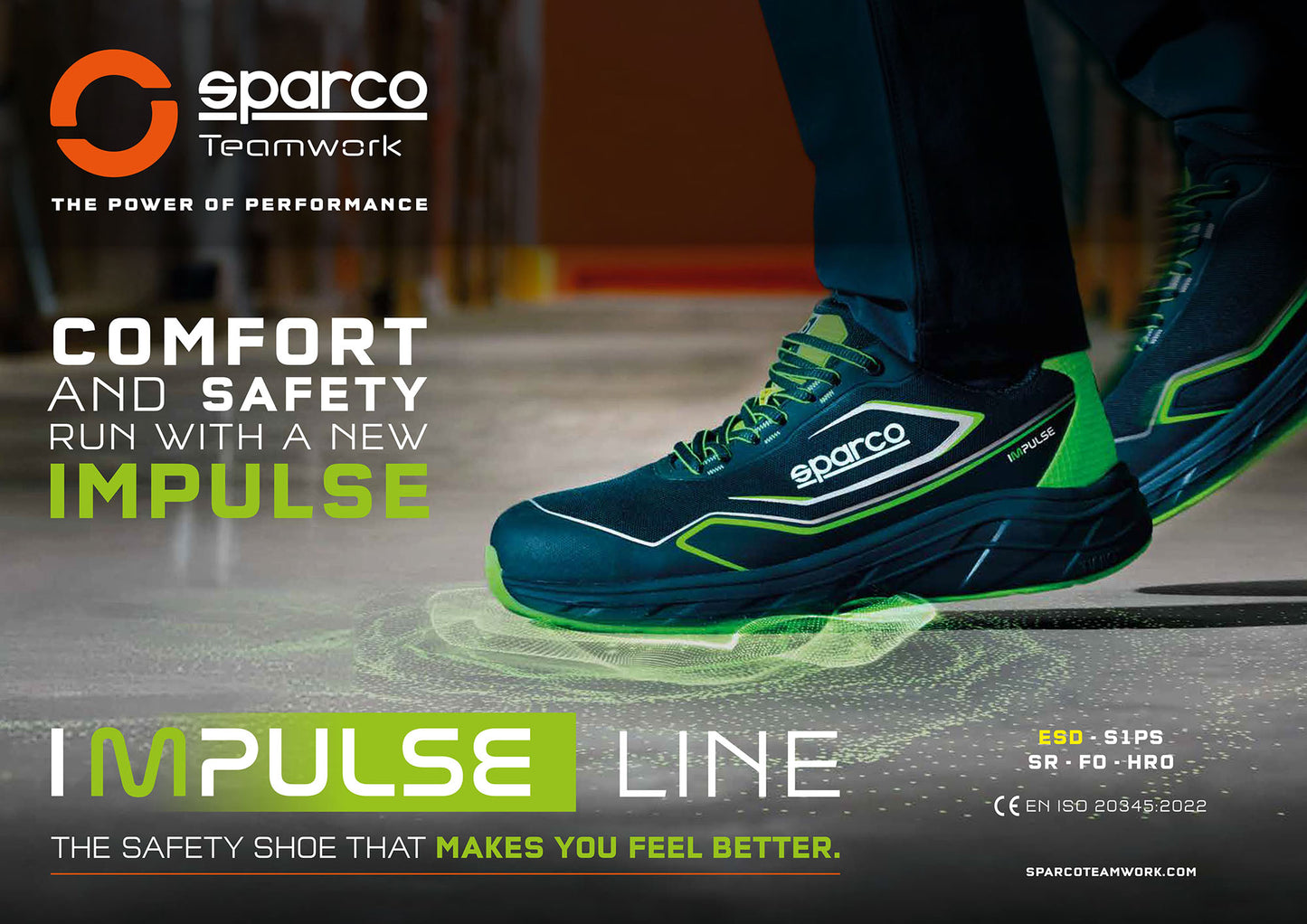 07522 Sparco Nitro S3L ESD Safety Shoes Lightweight, Water-Repellent, Anti-Static, Slip-Resistant Work Footwear with PU Sole & Fiberglass Toe Cap