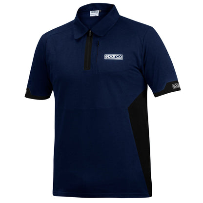 01367 New 2023 Sparco Racing Mens Polo Shirt with Zip in Stretch Polyester